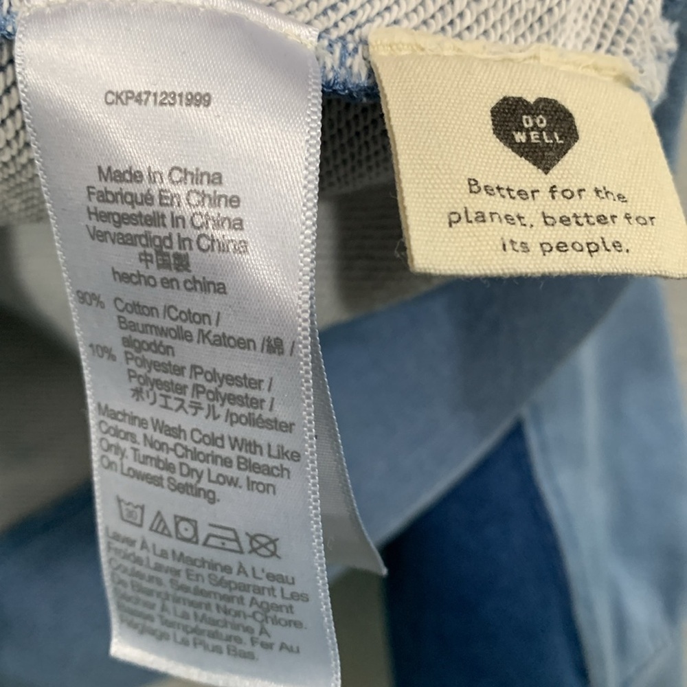 Madewell Blue Indigo-Dyed Patchwork Sweatshirt Si… - image 3